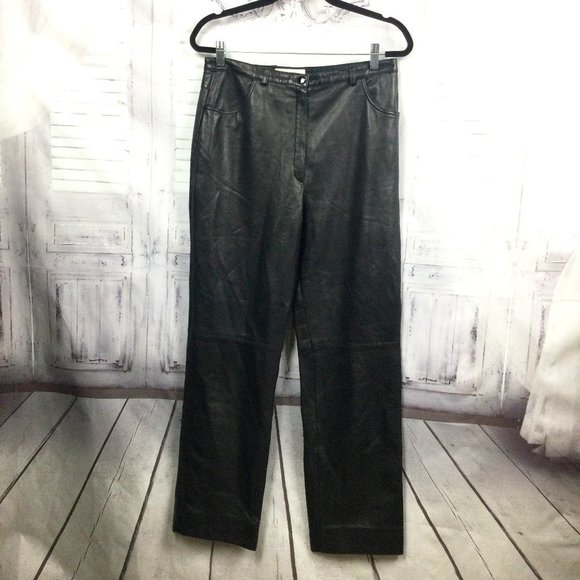 Escada Black Lamb Leather Pants